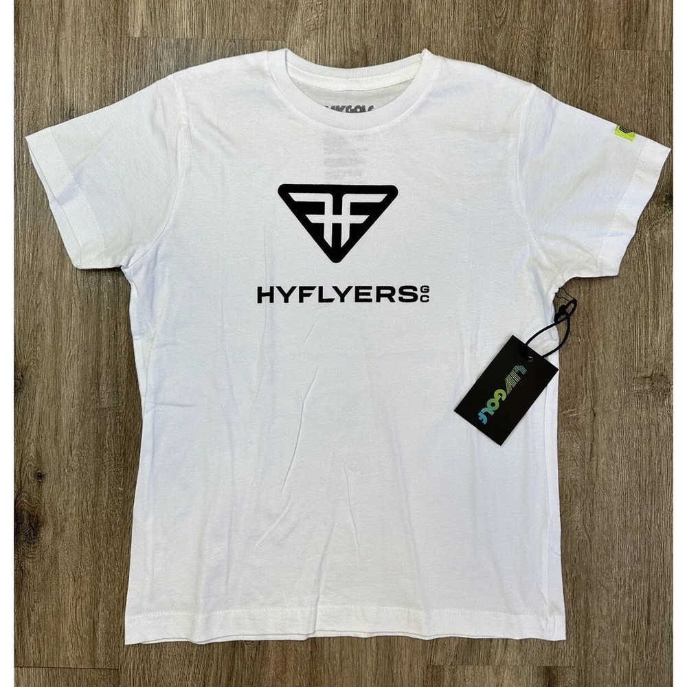 NWT LIV Golf HYFLYERS GC White Logo T Shirt Phil Mickelson / Youth Kids Medium